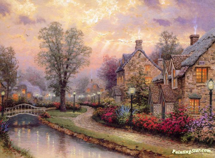 Lamplight Lane Artwork by Thomas Kinkade