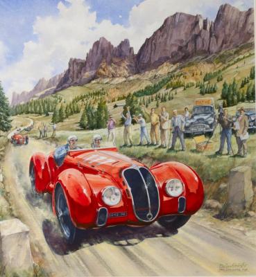 1947 Dolomite Cup, The Winning Alfa Romeo 6c2500 Tipo 256 Of Salvatore Ammendola Artwork by Michael Wright