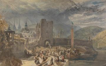 A View of Boppart, with Figures on the River Bank Artwork by Joseph Mallord William Turner