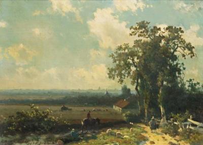 Figures In A Summer Landscape Artwork by Jan Weissenbruch