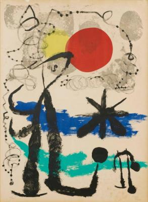 Le Voyageur Triste. Lithographie Originale En Couleurs. 1955. Artwork by Joan Miró
