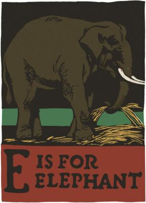 Alphabet - E Is For Elephant Artwork by C.b. Falls
