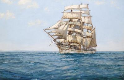 The Cold White Barque Artwork by Montague Dawson