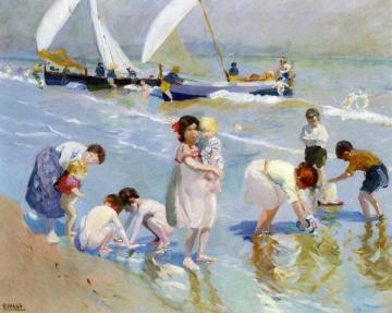 Children On The Beach Artwork by Ernesto Valls Sanmartin