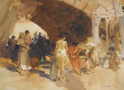 Gitanas Quarrelling, Salamanca Artwork by Sir William Russell Flint