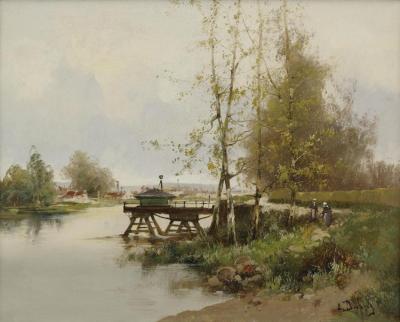 The Pond At The Edge Of The Village Artwork by Eugene Galien-Laloue