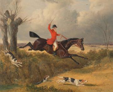 Foxhunting, Clearing A Ditch Artwork by John Frederick Herring, Sr