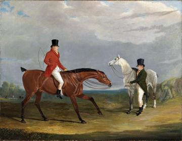 Two gentlemen with their hunters Artwork by John Frederick Herring, Sr