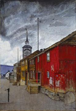 Street In Roros Artwork by Harald Oskar Sohlberg