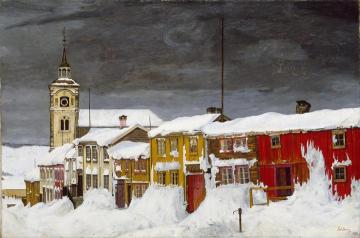 Street In Roros In Winter(after Snowstorm) Artwork by Harald Oskar Sohlberg