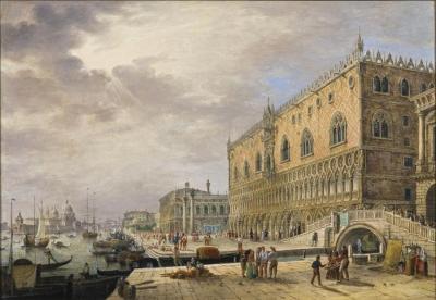 Venice, A View Of The Bacino Di San Marco; Venice, A View Of The Zattere Artwork by Ippolito Caffi