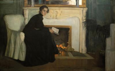 Romantic Novel, 1894 Artwork by Santiago Rusiñol Prats