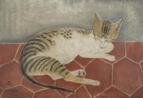 Chat Couche (1918) Artwork by Tsuguharu Foujita