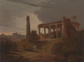 Indian Landscape with Temple Ruins Artwork by Thomas Daniell