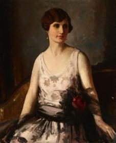 Portrait of a Seated Woman in a Party Dress Artwork by Frank H. Desch