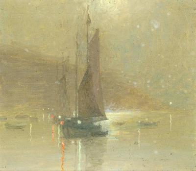 Moonlit Harbor (a Pair) Artwork by Granville Redmond
