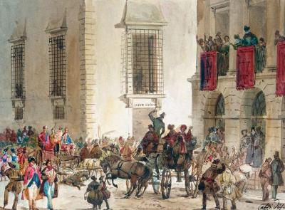 Carnival In The Via Del Corso, Rome Artwork by Ippolito Caffi