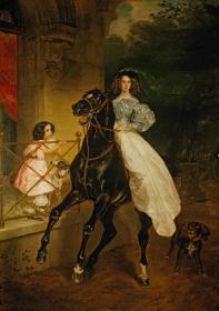 Rider. Portrait Of Giovanina And Amacilia Pacini, The Foster Children Of Countess Yu. P. Samoilova Artwork by Karl Pavlovich Bryullov