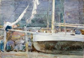 Drydock, Gloucester Artwork by Frederick Childe Hassam
