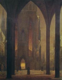 Cathedral in Winter Artwork by Ernst Ferdinand Oehme
