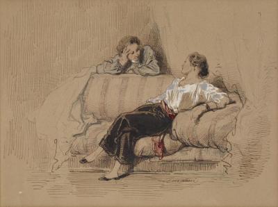 Lady On Sofa,1850 Artwork by Paul Gavarni