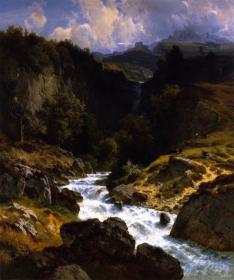 At the Foot of the Mittaghorns Artwork by Johann Gottfried Steffan