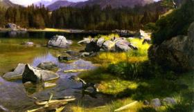 The Hintersee, near Berchtesgaden Artwork by Johann Gottfried Steffan