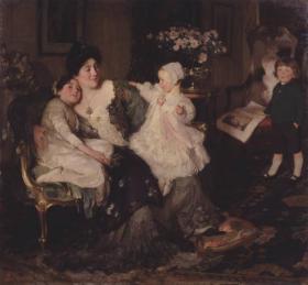 A Family Group,the Artist's Wife And Children Artwork by Solomon Joseph Solomon