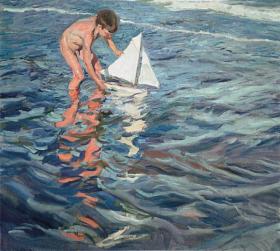 The Little Sailing Boat Artwork by Joaquin Sorolla y Bastida