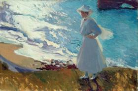 Maria on the Beach at Biarritz or Contre-jour Artwork by Joaquin Sorolla y Bastida