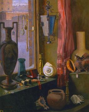 A Corner Window in a Pawn Ship Artwork by Rose Hartwell