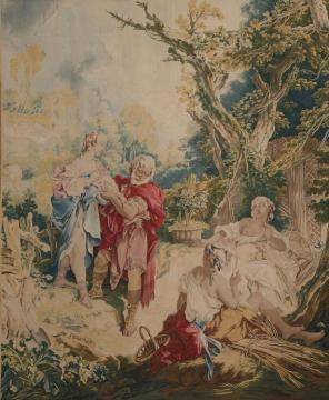 Tapestry showing Psyche and the Basketmaker (Psyche et le vannier) Artwork by Francois Boucher