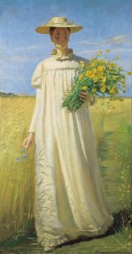 Anna Ancher returning from the field Artwork by Michael Peter Ancher