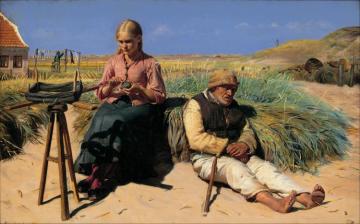 Figures In A Landscape,blind Kristian And Tine Among The Dunes Artwork by Michael Peter Ancher
