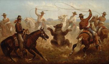 Cowboys Roping a Bear Artwork by James Walker