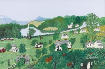 Quiet Village Artwork by Anna Mary Robertson Grandma Moses