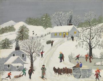 The Old Snow Roller Artwork by Anna Mary Robertson Grandma Moses