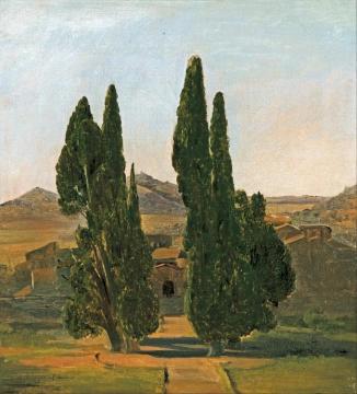 Cypress trees at the Villa d'Este Artwork by Sir Charles Lock Eastlake