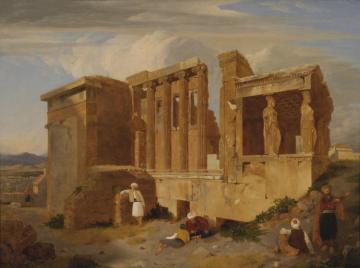 The Erechtheum, Athens, with Figures in the Foreground Artwork by Sir Charles Lock Eastlake