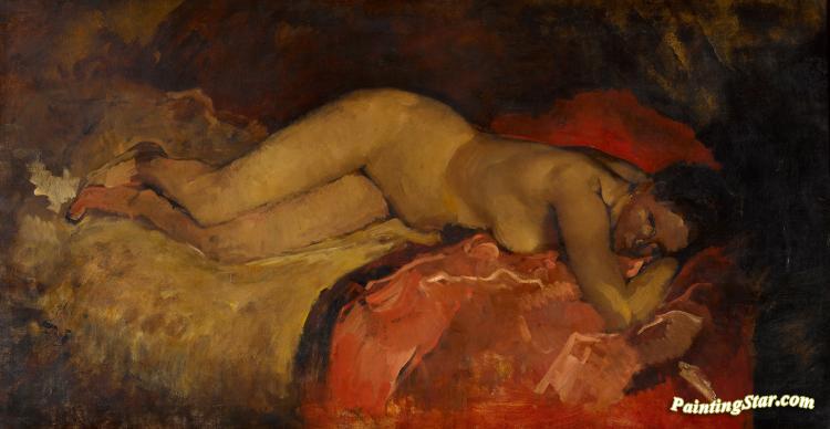 Reclining Nude Artwork by George Heidrik Breitner