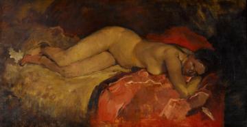 Reclining Nude Artwork by George Heidrik Breitner