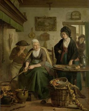 Woman Baking Pancakes Artwork by Adriaan de Lelie