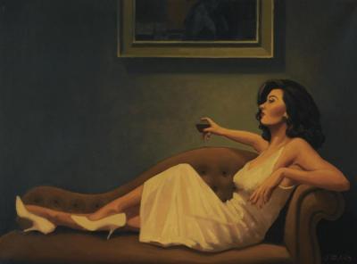 Model Reclining Artwork by Jack Vettriano