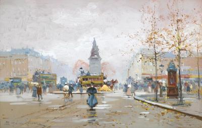 Place Clichy Artwork by Eugene Galien-Laloue
