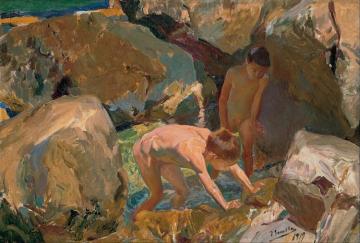 Children Looking for Shellfish(buscando mariscos) Artwork by Joaquin Sorolla y Bastida