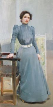 Clotilde In A Grey Dress Artwork by Joaquin Sorolla y Bastida