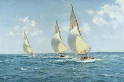 Racing In The Solent Artwork by Montague Dawson