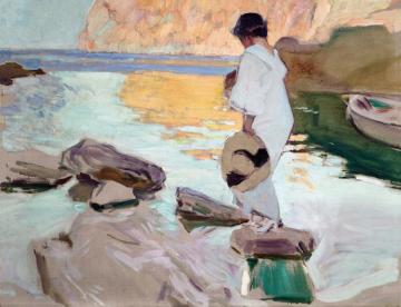 Elena at Cala de San Vicente Artwork by Joaquin Sorolla y Bastida