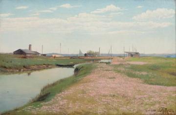 The river and the harbour at Frederiksvark Artwork by Laurits Andersen Ring