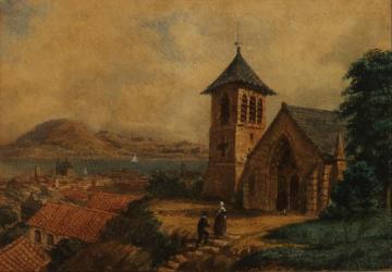 Paisaje (Aldea europea) Artwork by Prilidiano Pueyrredon